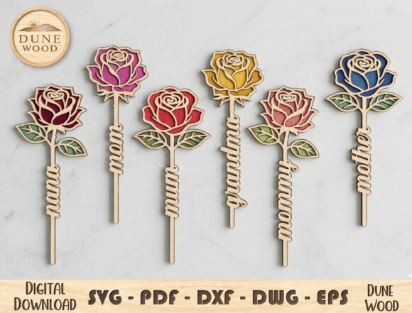 Download Rose Mom Flower Laser Cut File - Mom Collection