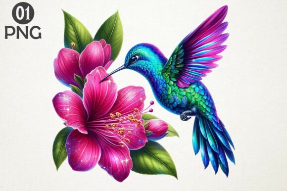Download Hummingbird with Pink Flower PNG - Pink Collection