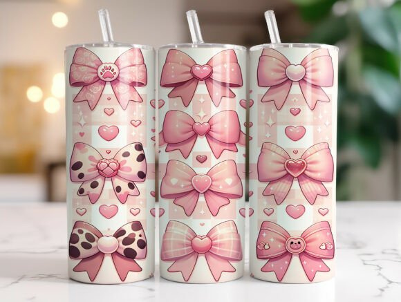 Download Cute Pink Ribbon Bow Pattern Tumbler PNG - Pink Collection