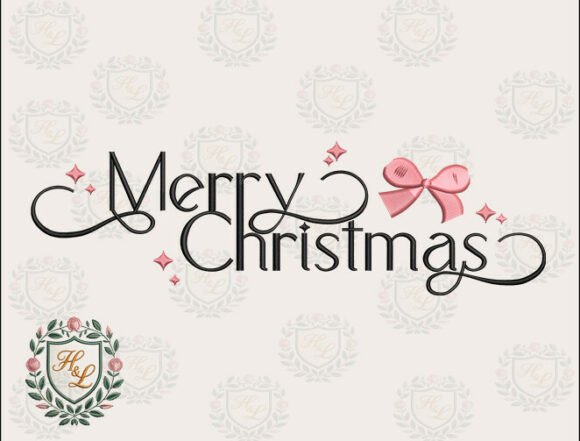 Download Pink Bow Merry Christmas Embroidery File - Pink Collection