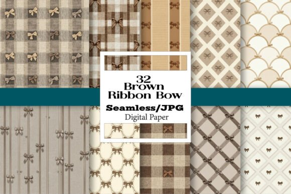 Download Brown Ribbon Bow Seamless Pattern - Premium Bundle