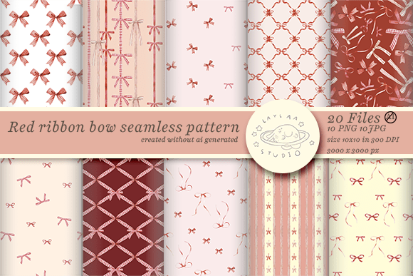 Download Red Ribbon Bow Seamless Pattern - Premium Resources