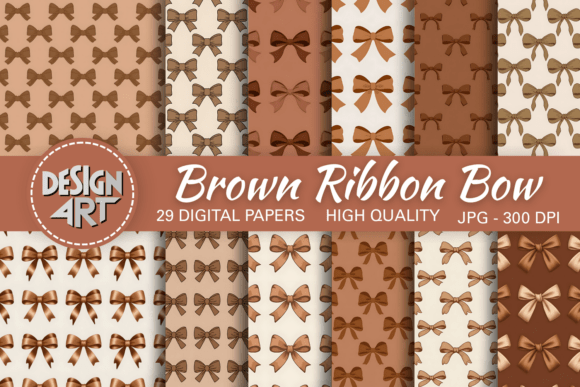 Download Brown Ribbon Bow Seamless Pattern - Premium Bundle