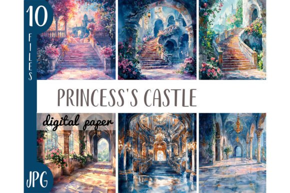 Download Watercolor Princess Castle Clipart JPEG - Princess castle Collection